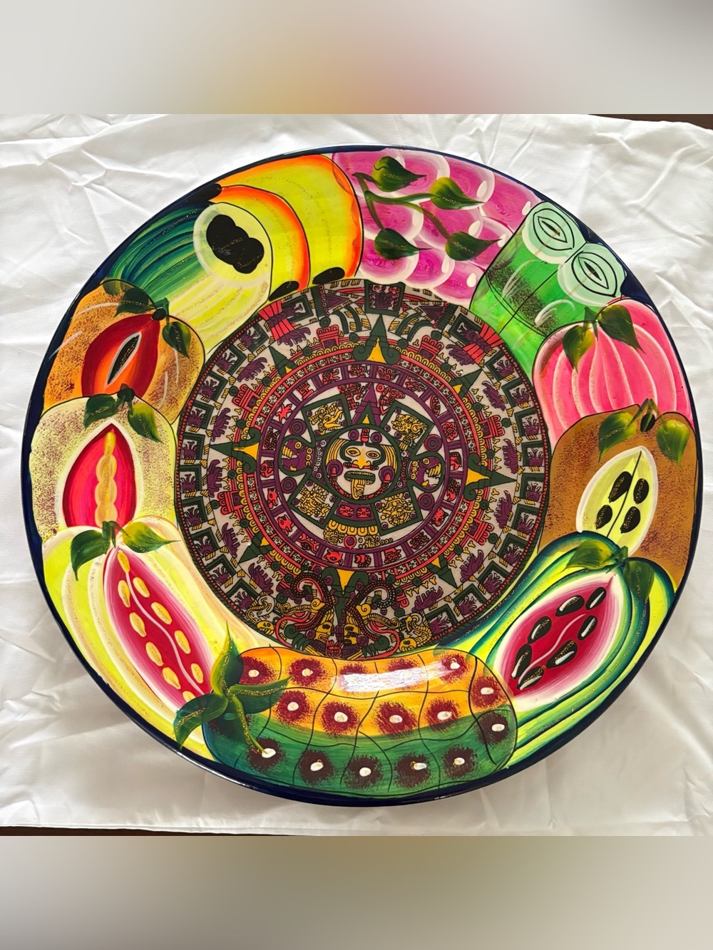 Hand-Painted Multicolor Decorative Ceramic Wall Plate - Bright Fruit Motif